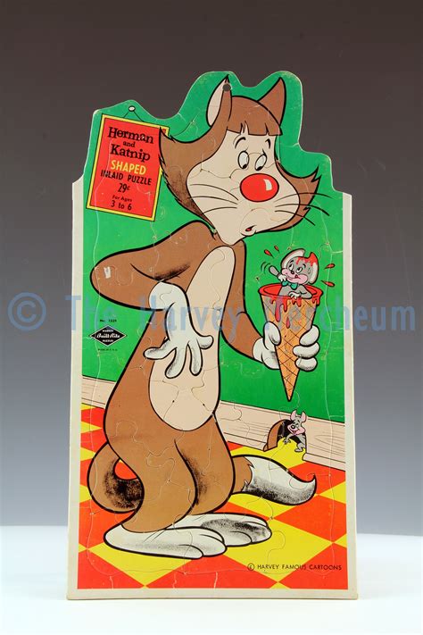 Herman and Katnip Shaped Inlaid Puzzle - The Harvey Mercheum