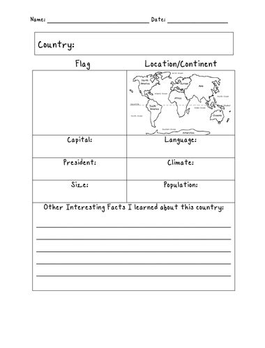 Country Fact File Worksheet 的图像结果