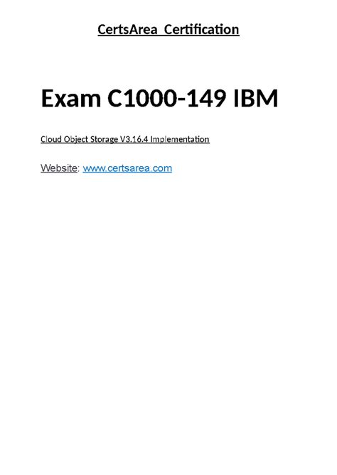 Exam C1000-149 IBM Cloud Object Storage V3.16.4 Implementation ...