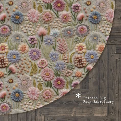 Pastel Blossom Round Rug, Floral Round Area Rug, Cottagecore Round ...