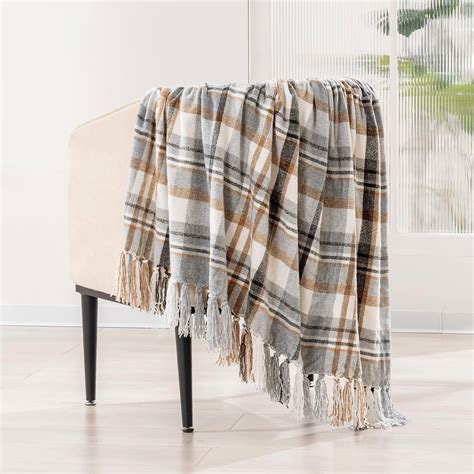 Amazon.com: EVERGRACE Plaid Chenille Throw Blanket for Couch, Super ...