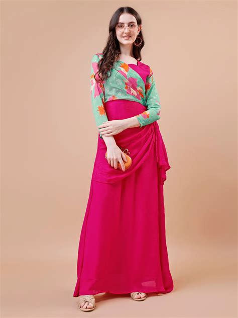 Pink and Green One-Piece Gown – Twam Sundara