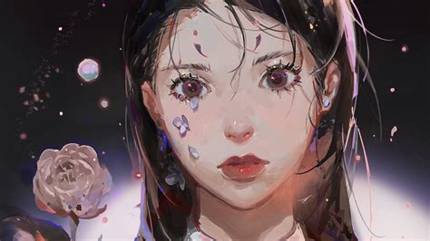 Download wallpaper 1366x768 girl, demon, horns, glance, anime, art ...