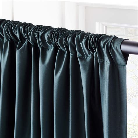 Seda Dark Green Dupioni Silk Window Curtain Panel 48"x108" + Reviews | CB2