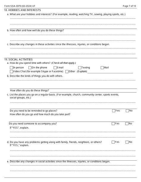 Image result for How to Fill Out SSA Function Report