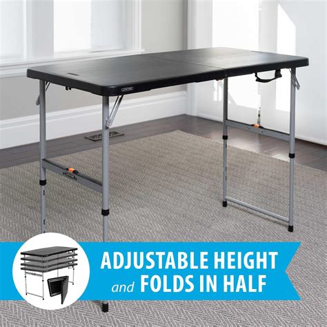 Lifetime Adjustable Fold-In-Half Table 80869 Black 4-Ft Top