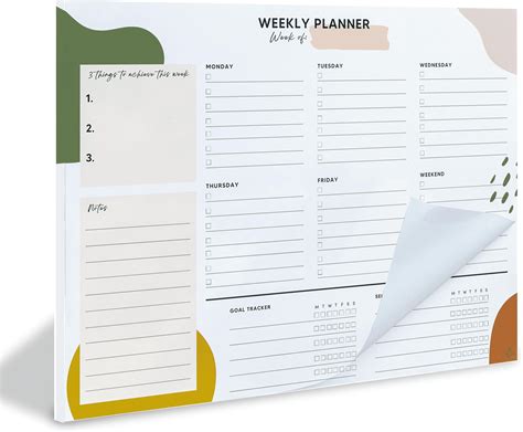 Amazon.com : Weekly Planner Pad Tear Off - 52 Undated Weekly Planner ...