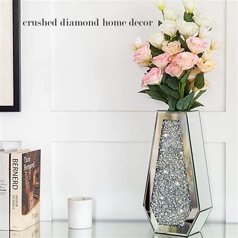 SHYFOY Crushed Diamond Mirrored Flower Vase Large Glass India | Ubuy