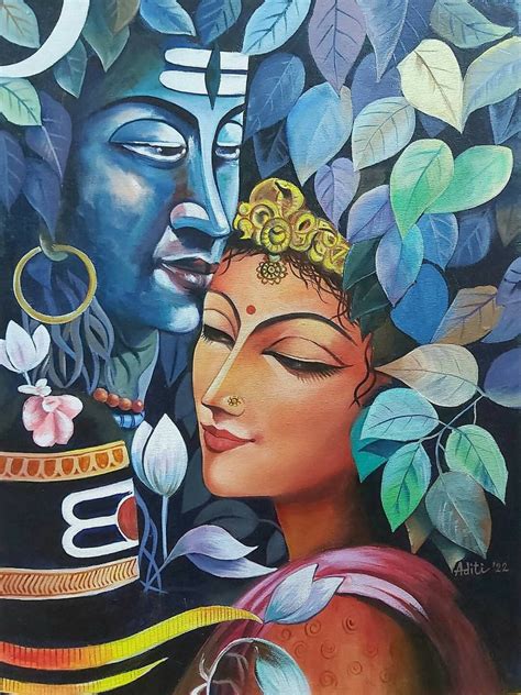 Shiv parvati oil painting – Gallerist.in