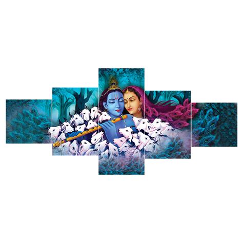 Set of 5 Radha Krishna Premium Sunboard Panels Painting - eCraftIndia ...