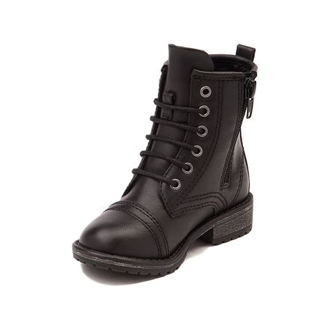 Steve Madden Madden Girl Girls Chandra Black Mid-Calf Zipper Combat Boots