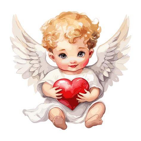 Cute Baby Angel Holding Heart, Cupid, Angel, Baby PNG Transparent Image ...