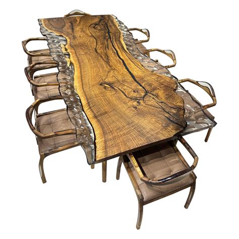 Ultra Clear Wavy Epoxy Resin Dining Table - Epoxy Resin And Wood Table ...