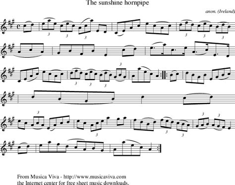 The sunshine hornpipe on folk tune finder