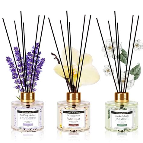 Soul & Scents Lavender, Vanilla and Jasmine Reed Diffuser Glass Set ...