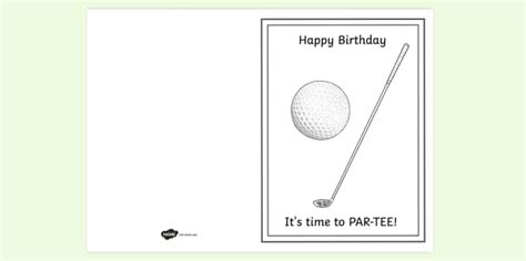 Golf Club & Ball Birthday Card Colouring Activity