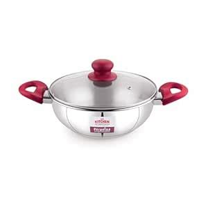 Stainless Steel Kadhai with Glass Lid, 2 L (22cm) | Impact Forged ...