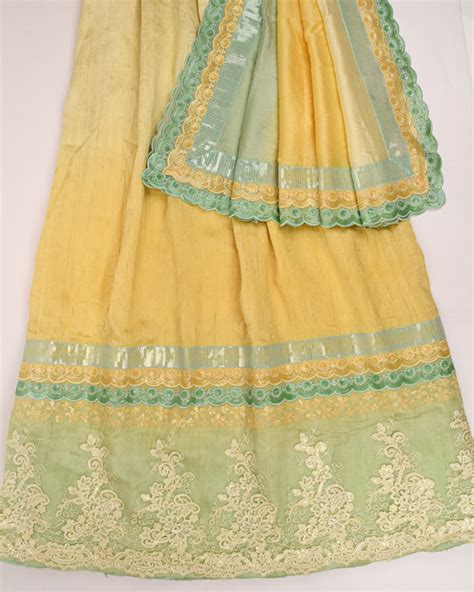 Yellow & Green Shaded Heavy Look Jodi With Net Peice & Lace Peice – AL ...