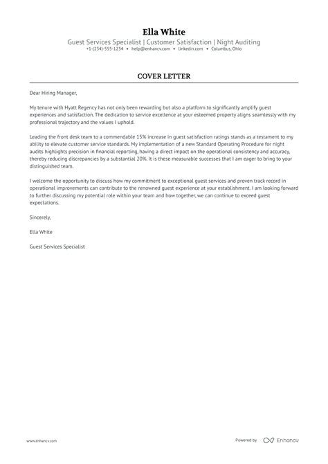 Professional Hotel Night Auditor Cover Letter Examples and Template for 2026 | Enhancv