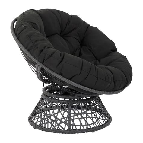 OSP Home Furnishings Papasan Eclectic Black Swivel Papasan Chair at ...