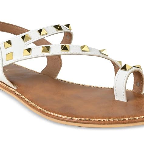 Buy ROCIA White Women Embellsihed Studded Flat Sandals Online