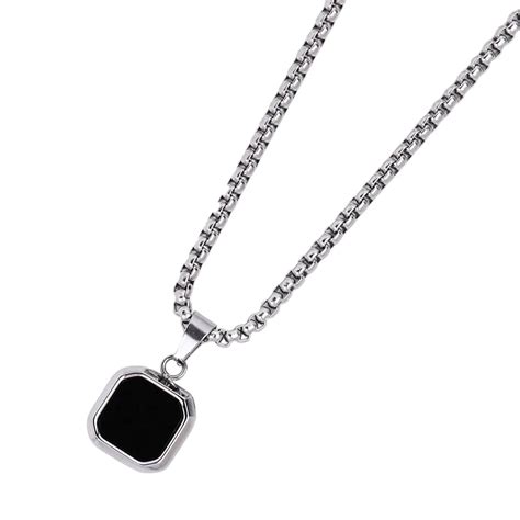 Buy Black Onyx Square Pendant Chain | thezloty