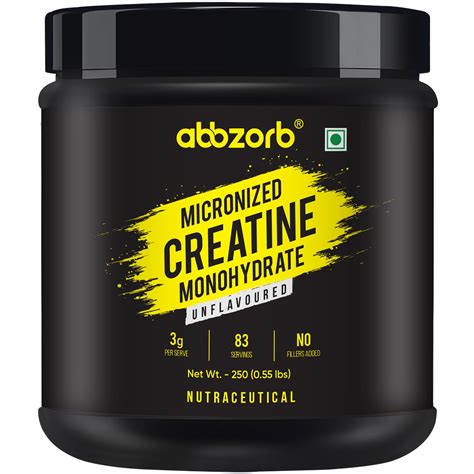 abbzorb nutrition Micronized Creatine Monohydrate - 250 Gram, 83 Serves ...