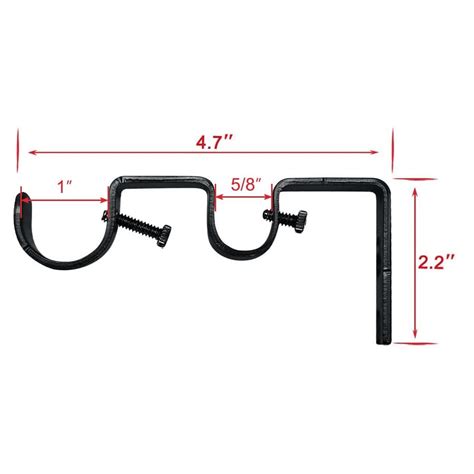 Buy TLBTEK 3pcs Black Curtain Rod Bracket, Double Curtain Rod Hanging ...