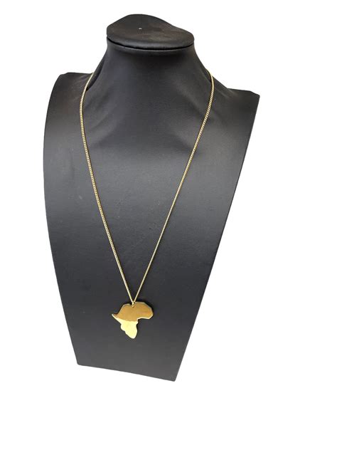 Unisex Brass Africa Map Pendant Necklace | African Necklace | African – Royal African Boutique