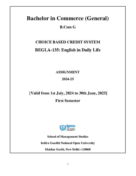 BEGLA-135 Assignment: English in Daily Life for 2024 Submission - Studocu