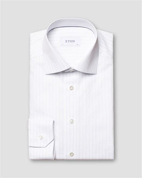 White Striped Fine Piqué Shirt - Eton
