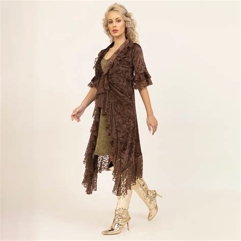 Buy Brown Velvet Long Shrug with Lace – LELA By Varija