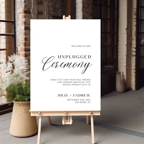 Unplugged Ceremony Sign Template Modern Unplugged Wedding Sign Wedding No Phones Sign Wedding ...