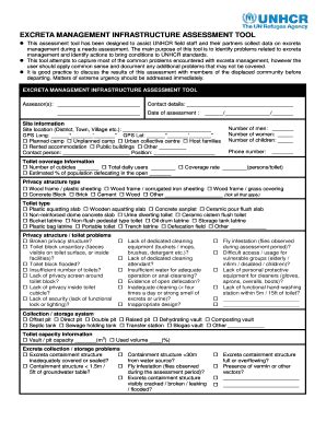 Fillable Online EXCRETA MANAGEMENT INFRASTRUCTURE ASSESSMENT TOOL Fax ...