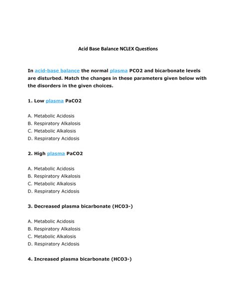 Image result for Acid-Base Balance Practice Problems