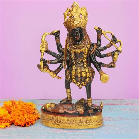 Buy Purpledip Maa Kali Brass Statue: Hindu Religious Goddess Devi Idol ...