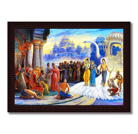 Tamatina Wooden Texture Framed Canvas Painting | Lord Ram & Sita Return ...