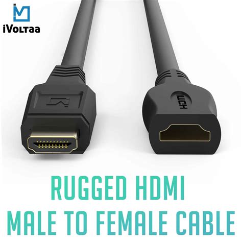 iVoltaa High Speed 4K 60 Hz Female HDMI to Male HDMI 2.0 Cable - IVoltaa