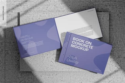 Books on concrete mockup, top view | Premium PSD