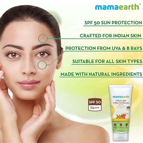 Buy MAMAEARTH ULTRA LIGHT INDIAN SUNSCREEN TUBE OF 80 GM Online & Get ...