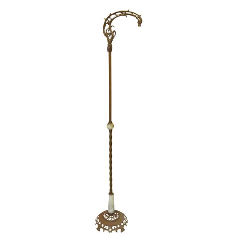 Antique 60 in. French White Marble Accented Cast Iron Floor Lamp | Olde Good Things