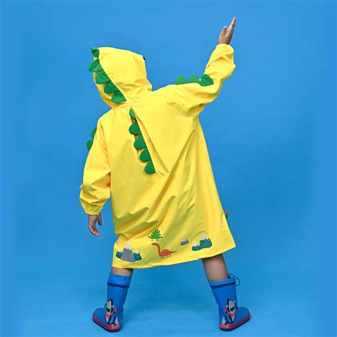 Bright Yellow 3d Dino Theme Raincoat for Kids - Little Surprise Box