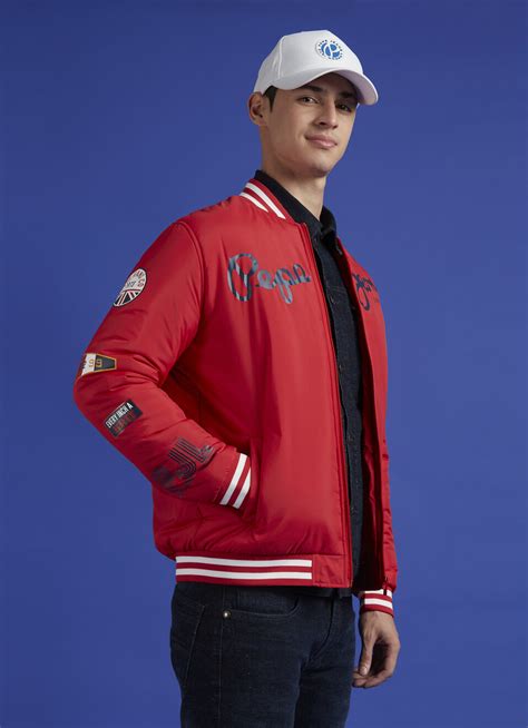 Red Full Sleeve Varsity Jacket | Pepe Jeans India
