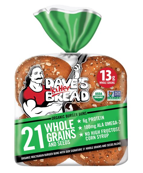 Dave's Killer Bread Organic 21 Whole Grains and Seeds Hamburger Buns 8 ...