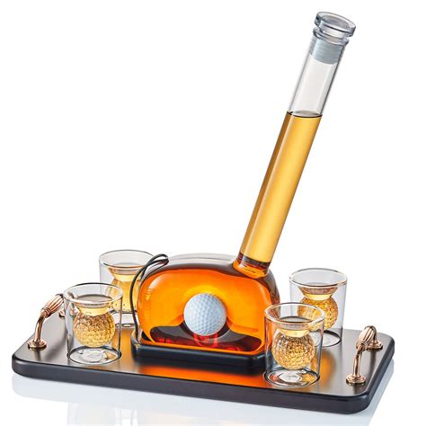 Buy CRAFTGENGolf Decanter Whiskey Decanter Set with 4 Golf Ball Whiskey ...
