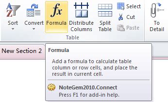 Image result for OneNote Sum Table