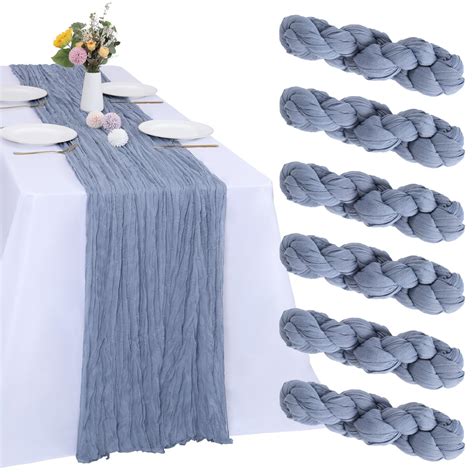 RestfulGlow 6 Pack Dusty Blue Cheesecloth Table Runner 10FT Boho Gauze ...