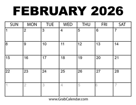 February 2026 Calendar Printable - Free Printable Templates