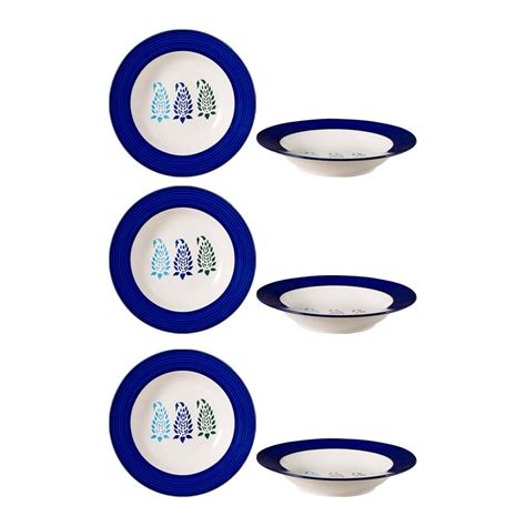 Buy Caffeine Ceramic Handmade Blue Boota Soup Plates/Pasta Plate/Maggie ...