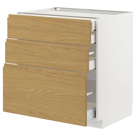 METOD / MAXIMERA base cb 3 frnts/2 low/1 md/1 hi drw, white/Voxtorp oak ...